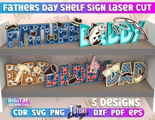 Paquete De Diseno De Letreros De Estante Para El Dia Del Padre Creativo Digital